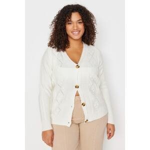 Trendyol Curve Cream Knitted Detailed Sweater Cardigan