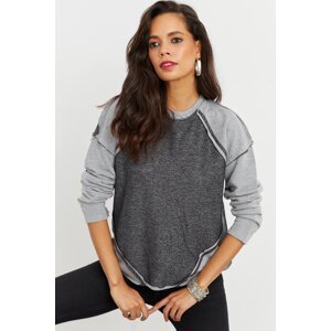 Cool & Sexy Women's Gray Blocky Sweatshirt IZ79