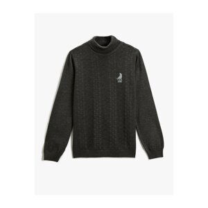 Koton Embroidered Sweater High Collar