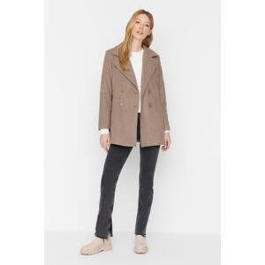 Trendyol Mink Coat with Buttons and Lined Stamps