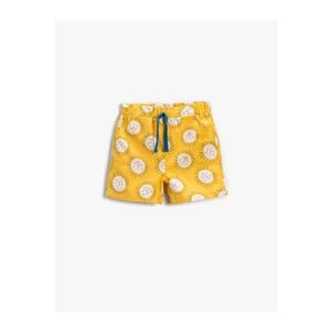 Koton Sun Printed Shorts with Button Detail Tie Waist Cotton.