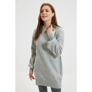 Trendyol Gray Baby Neck Pearl Soft Knitwear Sweater