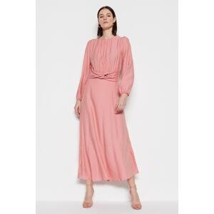 Trendyol Light Pink Waist and Gathered Detailed Woven Dress