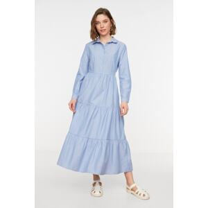 Trendyol Blue Shirt Collar Button Detailed Woven Dress