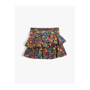 Koton Floral Mini Skirt Frilly Tiered Elastic Waist