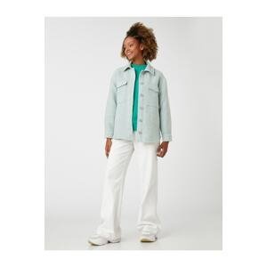 Koton Oversize Jacket Shirt Collar Long Sleeve Pocket Detailed