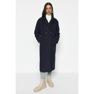 Trendyol Navy Blue One-Button Lined Coat
