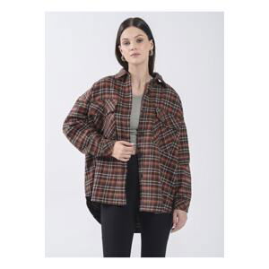 Koton Shirts Collar Plaid Brown Melange Women's Shirts 3wal60012iw