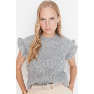 Trendyol Gray Crop, Soft Textured Knitwear Sweater