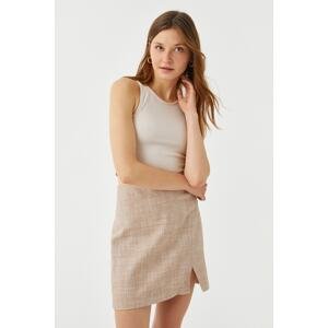 Koton Mini Skirt With Slit Detail Linen Blend