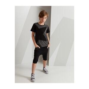 Mushi Gray Star Boys T-shirt Capri Shorts Set
