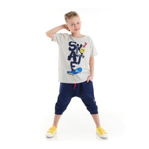 Mushi Blue Skateboard Boy T-shirt Capri Shorts Set