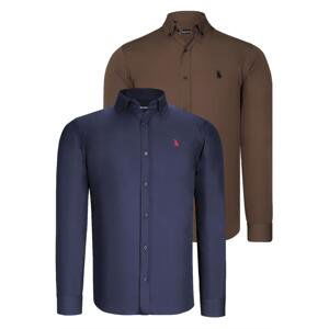 DUAL SET G725 DEWBERRY MENS SHIRTS-NAVY BLUE-COFFEE