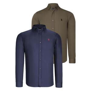 DUAL SET G725 DEWBERRY MENS SHIRT-NAVY BLUE-GREEN