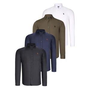 QUAD SET G725 DEWBERRY MENS SHIRT-BLACK-WHITE-NAVY BLUE-GREEN