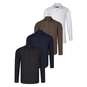 QUAD SET G726 DEWBERRY SHIRT-BLACK-WHITE-NAVY BLUE-BROWN