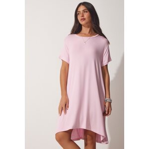Happiness İstanbul Women's Pink A-Line, Combed Combed Summer Dress