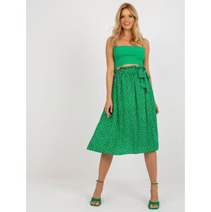 Zelená rozevlátá sukně s potiskem RUE PARIS