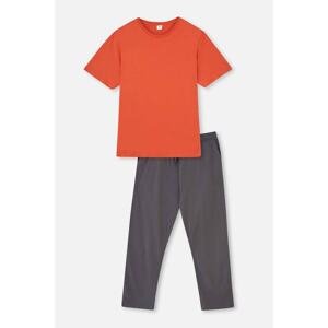 Dagi Orange Short-Sleeve Basic Knitted Pajamas Set