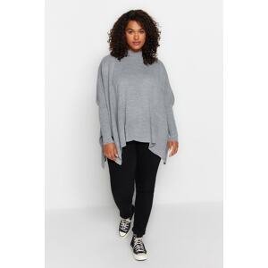 Trendyol Curve Gray Melange Slit Detailed Knitwear Sweater