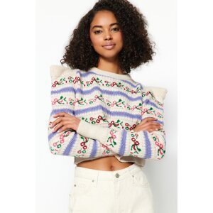 Trendyol Stone Patterned Crewneck Knitwear Sweater