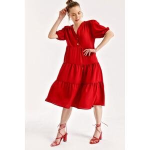 Bigdart 1937 Watermelon Sleeve Layered Dress - Claret Red