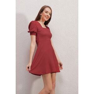 Bigdart 2339 Square Collar Knitted Dress - Red