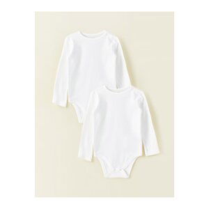 LC Waikiki Crew Neck Organic Cotton Basic Baby Girl Body With Snap Fastener. Pack of 2