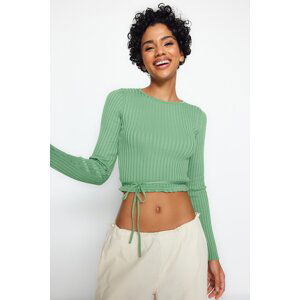 Trendyol Green Crop Crew Neck Knitwear Sweater