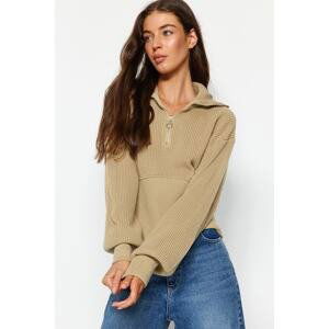 Trendyol Stone Standing Collar Knitwear Sweater