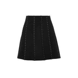 Trendyol Black Stone Accessory Mini Skater/Knitted Waistcoat Knitted Skirt