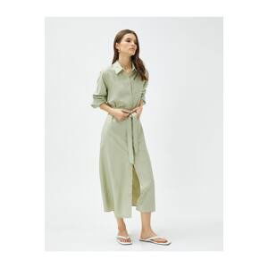 Koton Long Shirt Dress With Long Sleeves With Belt