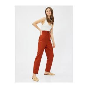 Koton Viscose Carrot Trousers with Tie Waist