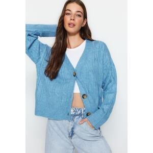 Trendyol Blue Soft-textured Knitted Sweater Cardigan