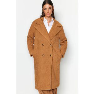 Trendyol Camel Oversize Wide Cut Long Bouquette Coat