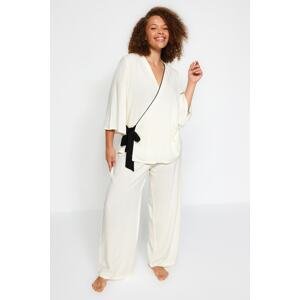 Trendyol Curve Weave Ecru Pajamas Set