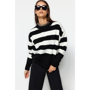 Trendyol Black Wide fit Shimmer Detailed Bouquet Knitwear Sweater