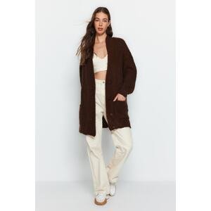 Trendyol Brown Wide fit Soft Textured Knitwear Cardigan