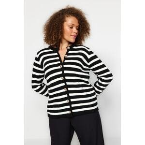 Trendyol Curve Black Striped Knitwear Cardigan