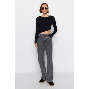 Trendyol Gray High Waist Wide Leg Jeans