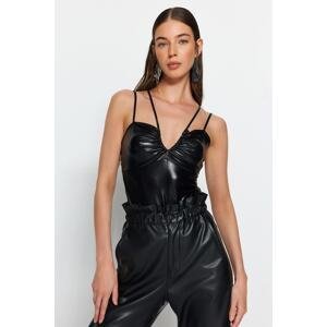 Trendyol Black Faux Leather Body With Snap Fastener