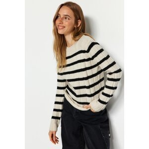 Trendyol Stone Soft Texture Striped Knitwear Sweater
