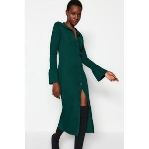 Trendyol Emerald Green Maxi Knitwear Polo Neck Dress