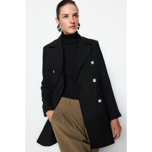 Trendyol Black Limited Edition Premium Gold Button Detailed Wool Stamped Coat