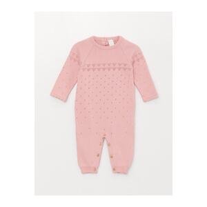 LC Waikiki Crew Neck Patterned Baby Girl Knitwear Rompers