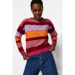 Trendyol Dried Rose Soft Textured Color Block Knitwear Sweater
