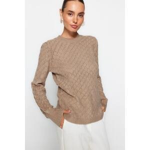 Trendyol Mink Soft-textured Knitwear with Openwork/Perforations Sweater