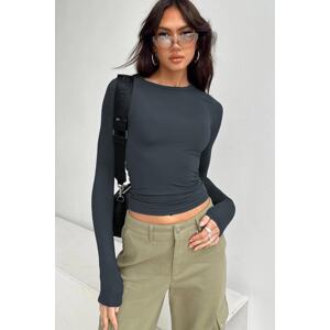 Madmext Smoked Crewneck Basic Long Sleeved Body