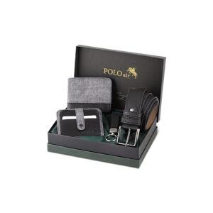 Polo Air Belt, Wallet, Card Holder, Keychain, Gray Set in Gift Box