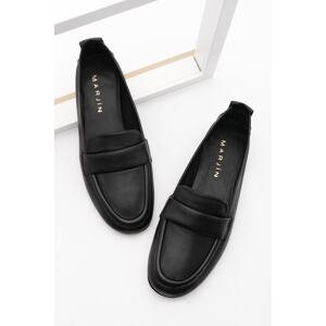 Marjin Women's Loafers Genuine Leather Casual Shoes Token Black